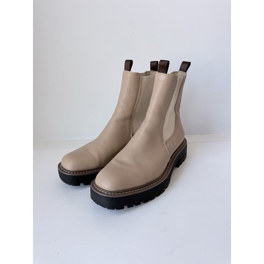 Sam Edelman Laguna Lug Sole Chelsea Boots in Modern Beige Leather - Size 9.5